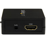 HDMI Audio Extractor 1080p for separating audio from HDMI signals, featuring 3.5mm and TOSLINK outputs, USB powered, compact design.