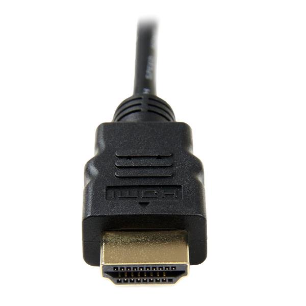 1m High Speed HDMI Cable with Ethernet for connecting HDMI Micro devices to standard HDMI displays, featuring gold-tipped connectors.