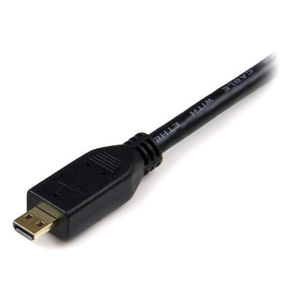 1m High Speed HDMI Cable with Ethernet, connecting HDMI Micro devices to standard HDMI displays for 4K streaming and networking.