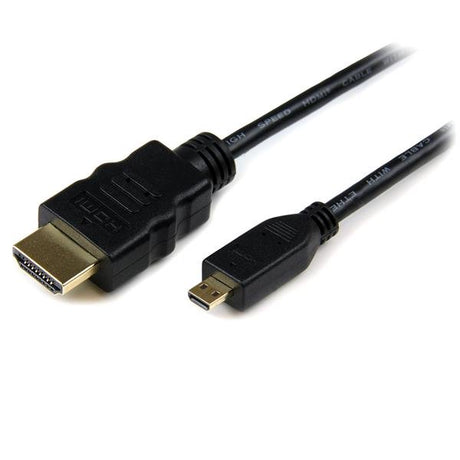 2m High Speed HDMI cable with Ethernet, gold-tipped connectors, for connecting HDMI Micro devices to standard displays.