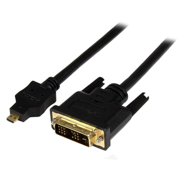 2m Micro HDMI to DVI-D Cable connecting mobile devices to DVI displays for presentations, videos, and photos.