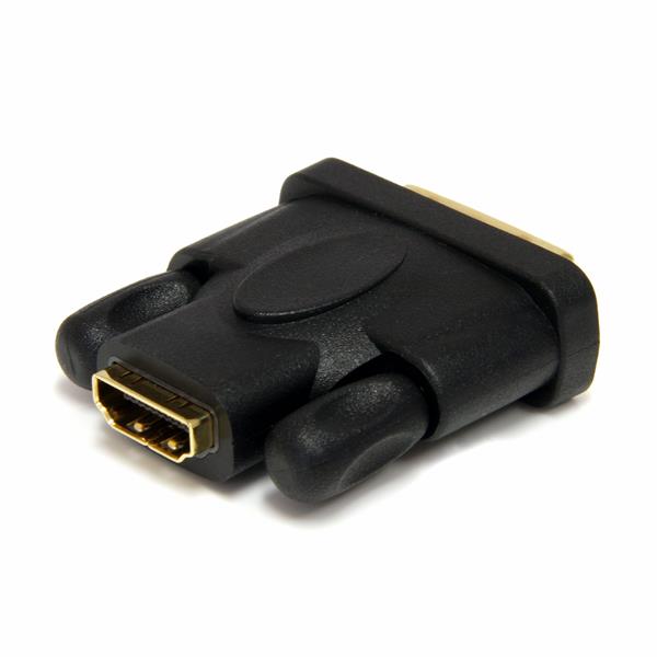 HDMI to DVI-D adapter with HDMI female and DVI-D male connectors for seamless device connectivity and high-resolution video.