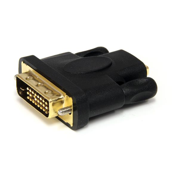 HDMI to DVI-D video cable adapter with female HDMI and male DVI-D connectors for seamless device connectivity.