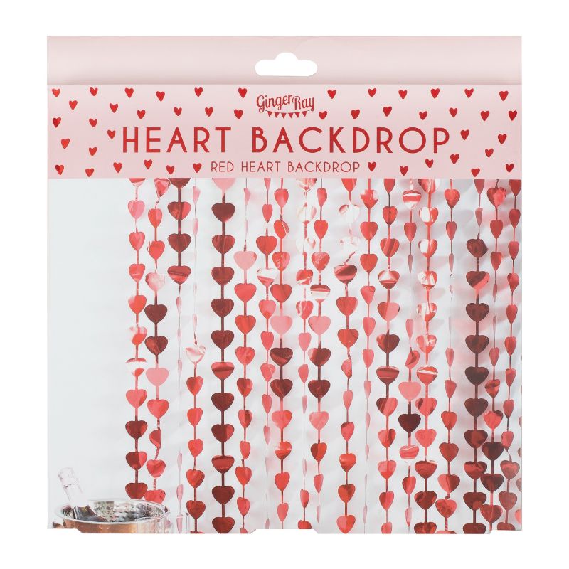 Heart-shaped red backdrop curtain for Valentine's Day, measuring 1m x 2.2m, perfect for romantic photo opportunities.