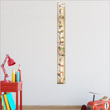 Wooden growth chart ruler with construction site design, measuring 195cm for tracking child's growth milestones.