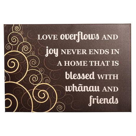 Whanau and Friends Canvas print showcasing family and friendship, vibrant colors on waterproof material, perfect for home decor.