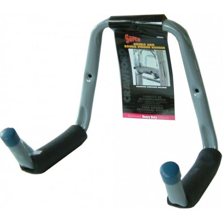 Heavy-duty double arm hook with foam sleeves, securely holding up to 32kg for transporting bulky items safely.