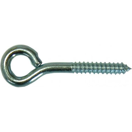 Zinc-plated screw eyes with 100mm length, 69mm shank, 16mm eye diameter, ideal for hanging and securing items.