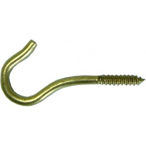 Solid brass screw hooks, 41mm long, with a 6mm opening, ideal for hanging plants, art, and utensils indoors or outdoors.