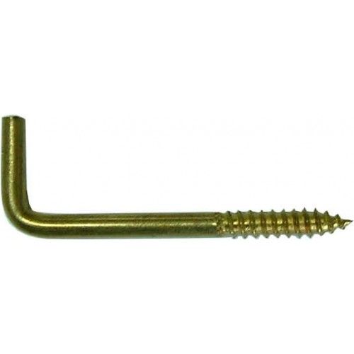 Brass No. 1910 Square Screw Hooks, 1-13/16", durable, tarnish-resistant, ideal for versatile hanging solutions.