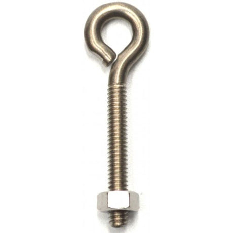 Stainless steel eye bolts 2-5/8" x 1/4", durable for anchoring and rigging with 66mm length and 10mm inner eye diameter.