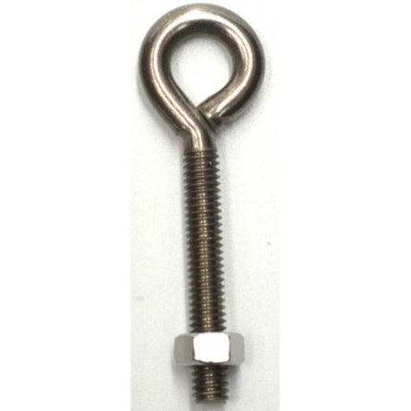 Stainless steel eye bolts 3-1/4" x 5/16", strong and durable for lifting or securing with 12mm eye diameter.