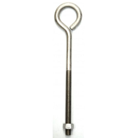 Heavy-duty stainless steel eye bolts, 200mm long, for secure anchoring in industrial and DIY projects.