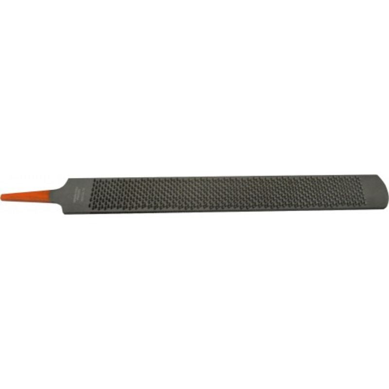 Durable 14" horse rasp with hardened carbon steel, featuring dual-sided rasp and file teeth for efficient hoof grooming.