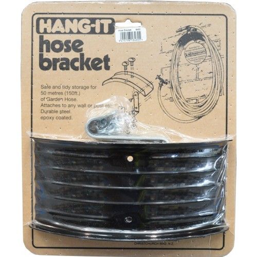 Metal hose hanging brackets for secure storage of up to 50 meters of garden hose, rust-resistant and easy to attach.