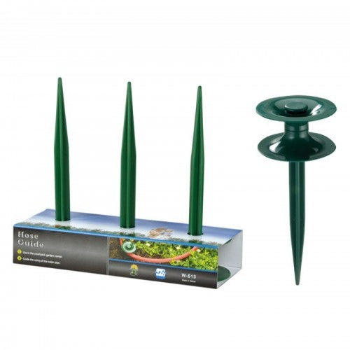 Hose Guide Set 3-Pc #W-513: Durable stakes keep hoses organized, preventing kinks and protecting plants for efficient watering.