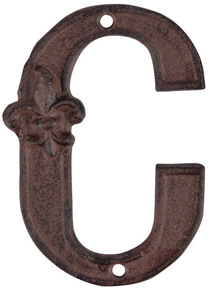 Cast iron letter 'C' for house numbers, 11x7 cm, durable, stylish, enhances curb appeal, perfect for home decor.