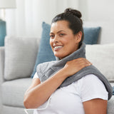 Sunbeam HPN5300 heating pad with adjustable collar, delivering soothing warmth for neck and shoulder relief in soft, washable fabric.