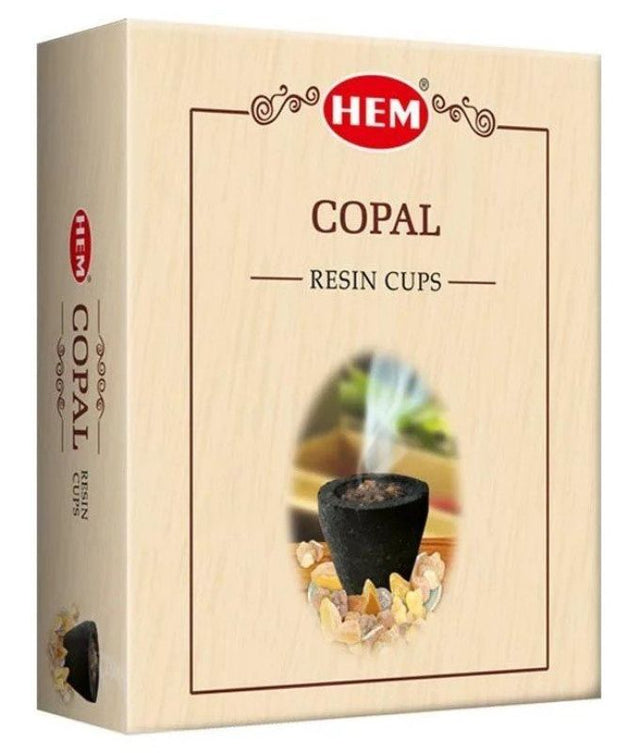 A box of 10 HEM Copal Dhoop resin cups for cleansing, meditation, and creating a tranquil ambiance.