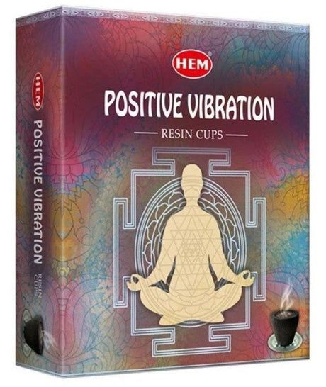 Resin Cup - HEM Positive Vibes Dhoop for spiritual rituals, featuring 10 natural resin pieces for purifying aroma and relaxation.