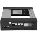 Aluminum hot swap bay for 3.5" SATA/SAS drives, trayless design, quick access, and lockable for data security.