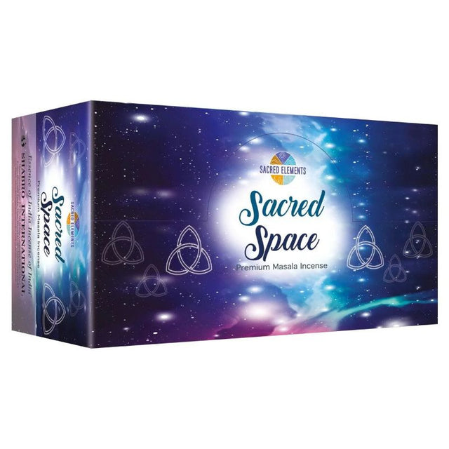 Box of 12 Sacred Space Masala incense sticks, hand-rolled for spiritual ambiance and relaxation in any sacred space.