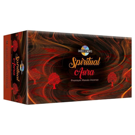 Elegant box of 12 Sacred Elements Spiritual Aura Masala Incense sticks for meditation, yoga, and spiritual ceremonies.