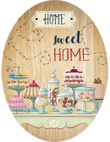 Home Sweet Home plywood oval wall art, eco-friendly and charming, perfect for enhancing any living space. Ready to hang.