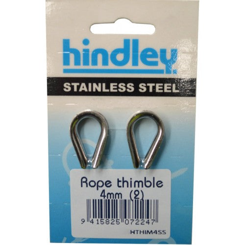 Stainless steel thimbles for 4mm wire rope, enhancing shape retention and wear protection; pack of 2 for outdoor and marine use.