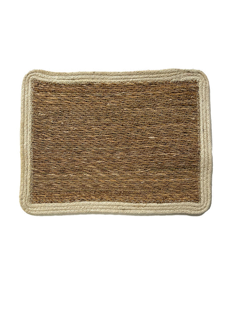 Jute rectangle placemats with a white border, 40cm, set of 3, blending modern elegance and natural charm for dining.