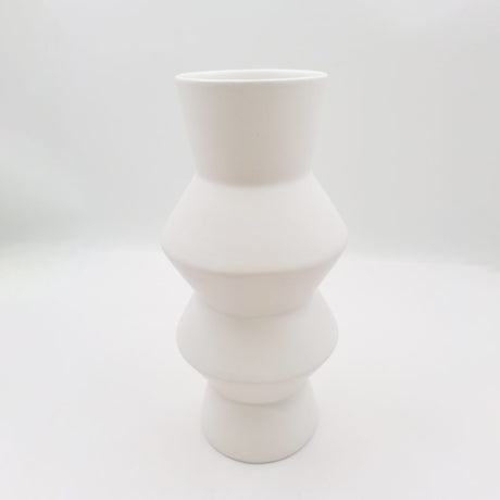 Modern deco vase made of dolomite, 14x14x30cm, features a chic design perfect for contemporary home decor.