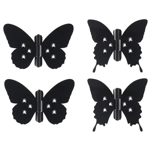 Butterfly-shaped decorative hinges in assorted designs, 12 x 8cm, crafted from durable iron for home decor and DIY projects.