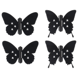 Butterfly-shaped decorative hinges in assorted designs, 12 x 8cm, crafted from durable iron for home decor and DIY projects.