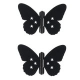Butterfly-shaped iron hinges (12 x 8cm) in assorted designs, perfect for adding elegance to doors and DIY projects.