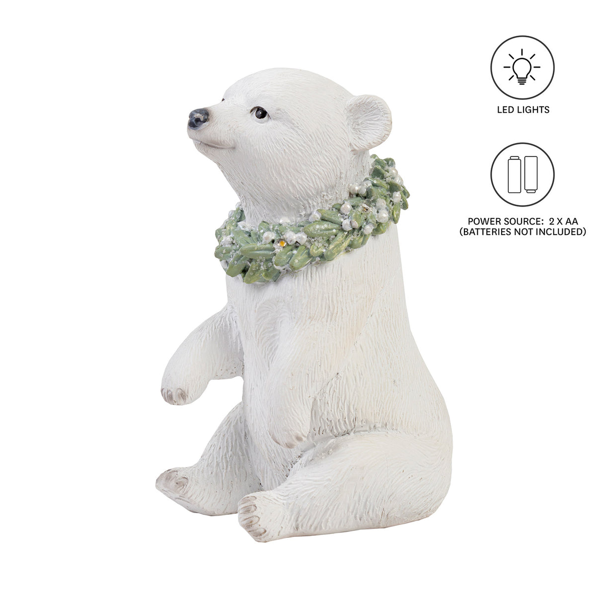 Ornament - SITTING POLAR BEAR W/WREATH I (160mm)