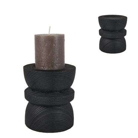 Brutalist Candle Holder in black, 140 x 122mm, features minimalistic design for elegant home decor and candle display.