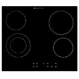 Sleek 600mm ceramic frameless hob with touch controls, four heating zones, timer, and safety features for modern kitchens.