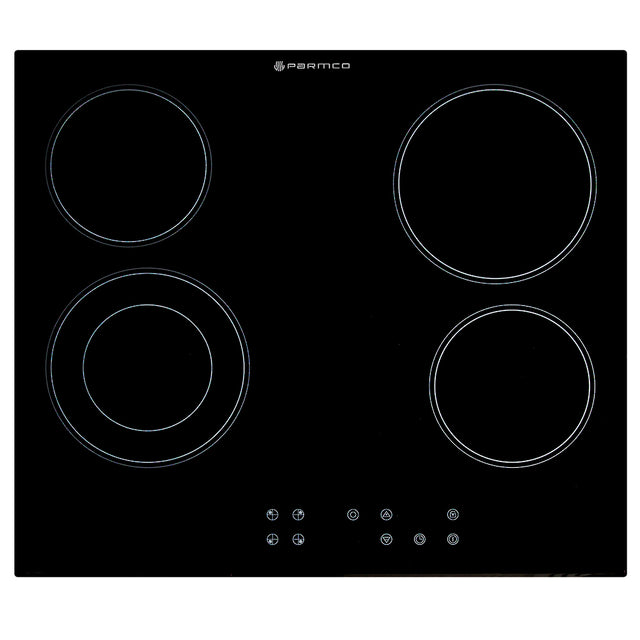 Sleek 600mm ceramic frameless hob with touch controls, four heating zones, timer, and safety features for modern kitchens.