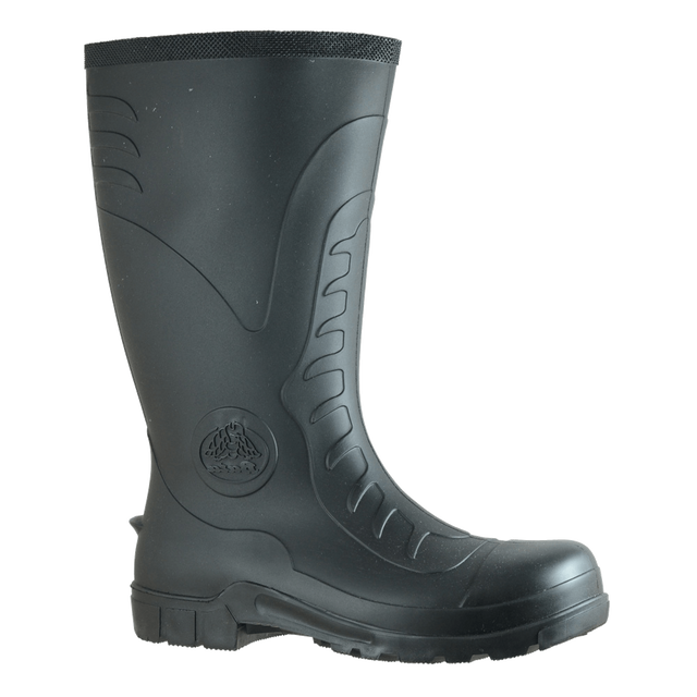 Bata Handyman Black PVC gumboots, Size 12, with waterproof design and anti-slip sole for safe use in wet environments.