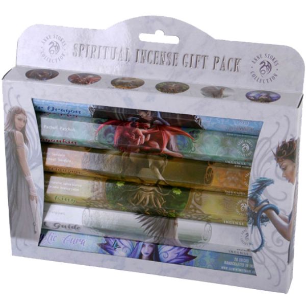 Spiritual Gift Pack by Anne Stokes featuring six unique incense sticks for meditation and self-discovery.