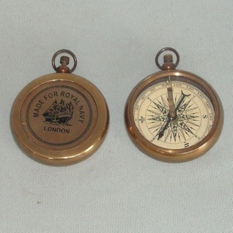 Elegant 50mm Royal Navy compass by Smartfox NZ, crafted for precision in outdoor adventures and nautical navigation.