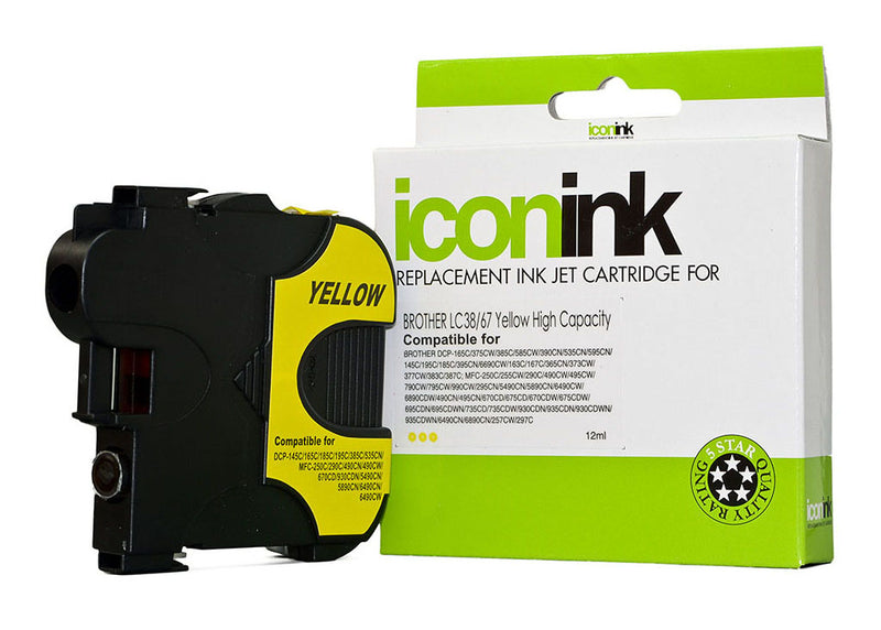 Icon Compatible with Brother LC38 LC67 Yellow Ink Cartridge