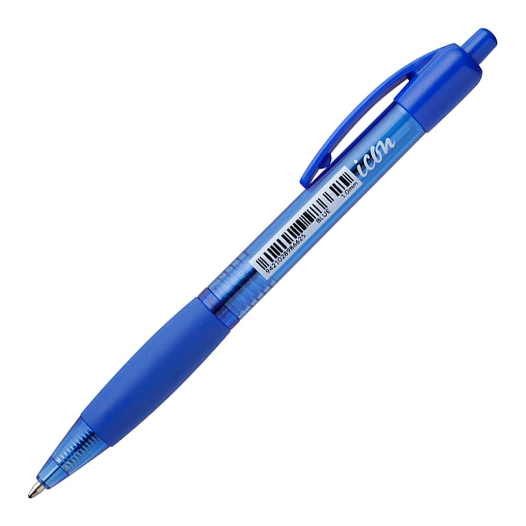 Icon Ballpoint Retractable Pen with Grip Medium Blue (Pack of 10)