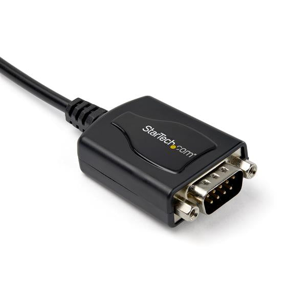 1 Port USB to Serial Adapter Cable with COM retention for connecting RS232 devices to computers via USB 2.0.