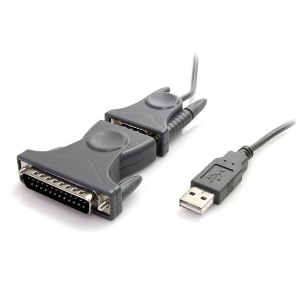 USB to RS232 DB9/DB25 Serial Adapter Cable (M/M) with 3-foot cable, connects legacy devices to modern computers via USB.