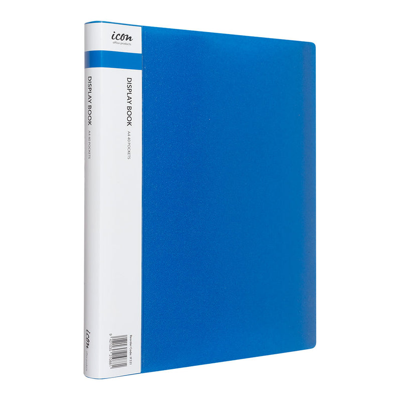 Icon Display Book A4 with Insert Spine 40 Pocket Blue