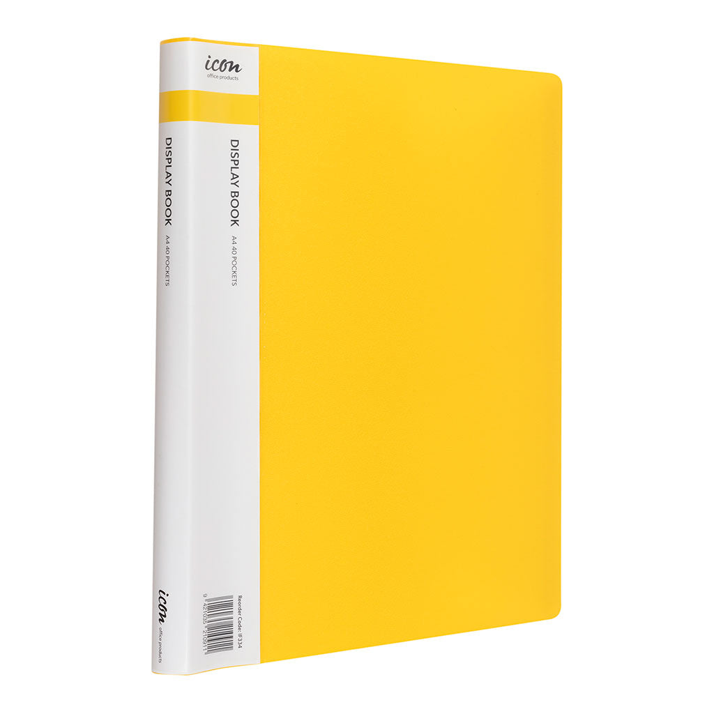 Icon Display Book A4 with Insert Spine 40 Pocket Yellow