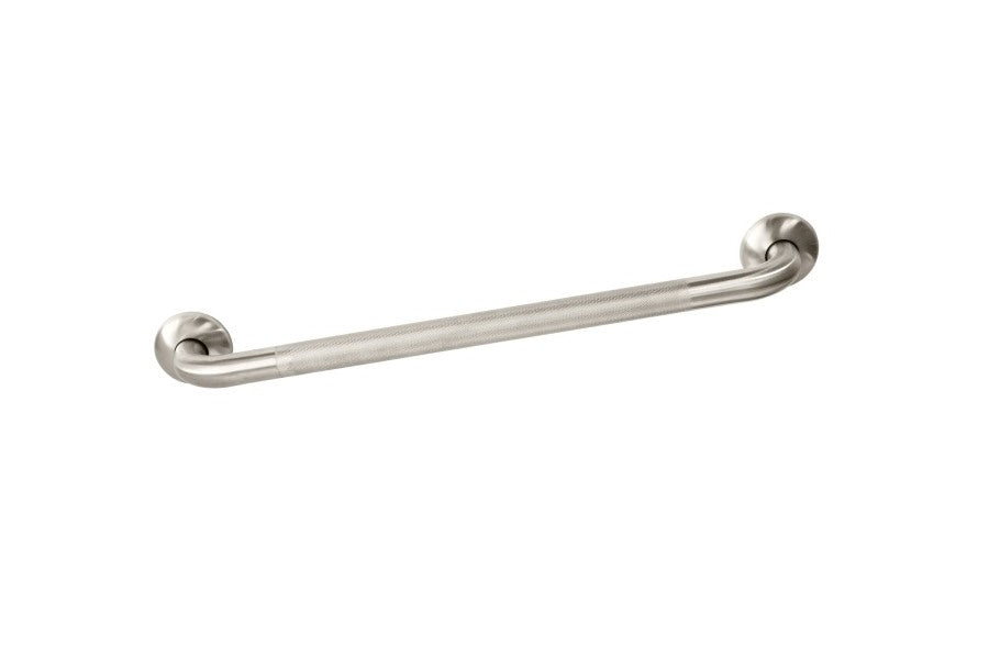 600mm knurled grab rail in brushed stainless steel, designed for safety and support in bathrooms and hallways.