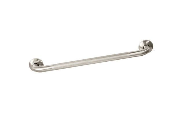 600mm knurled grab rail in brushed stainless steel, designed for safety and support in bathrooms and hallways.