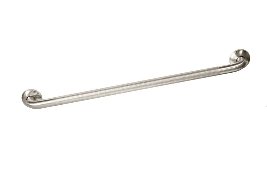 800mm knurled straight grab rail in brushed stainless steel, designed for safety and accessibility in wet areas like bathrooms.